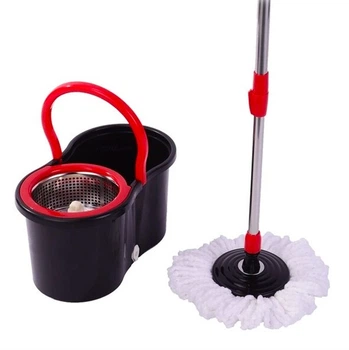 Турбо швабра с ведром и центрифугой Spin Mop 360, ведро 8л с самоотжимом, микрофибра Черное