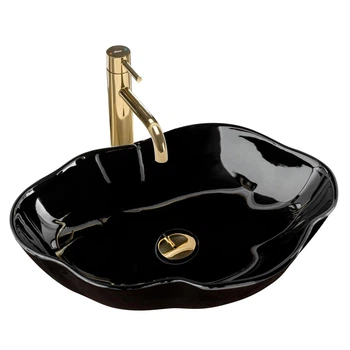 Умывальник (раковина) REA PEARL BLACK черный накладной *