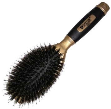 Щетка для волос Salon Professional массажная натуральная щетина + направляющие 6365-RPT-GOLD