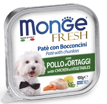 Влажный корм для собак Monge Dog Wet FRESH Курица с овощами Паштет с мясными кусочками 100 г (70013031)
