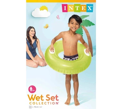 Надувной детский круг Intex "Глянец" с ручками диаметром 76 см 59258 зеленый