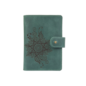 Шкіряний портмоне для паспорта / ID документів HiArt PB-03S/1-S19-5920-T006 Shabby Alga "Mehendi Classic"