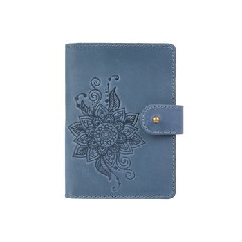 Шкіряний портмоне для паспорта / ID документів HiArt PB-02/1-S18-4417-T006 Shabby Lagoon "Mehendi Classic"