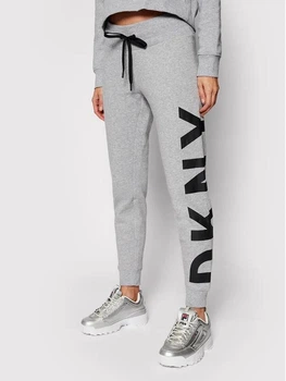 ЖІночі спортивні штани DKNY, сірого кольору, з написом, розмір L