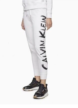 ЖІночі спортивні штани Calvin Klein,білого кольору з написом, розмір L