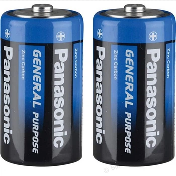 Батарейки PANASONIC General Purpose угольно-цинковые D (R20) пленка, 2 шт