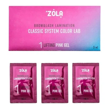 Набір складів у саше №1 Zola Lifting Pink Gel (3 х 1мл) для ламінування вій та брів