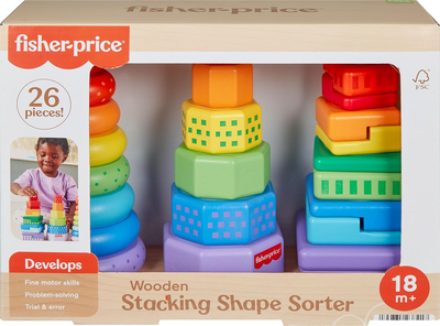 Zabawka Fisher-Price Wooden Stacking Shape Sorter HXT76 (0194735238217)