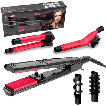 Мультистайлер для укладання волосся 12в1 Umate pro Ceramic Styler / Праска для завивки та випрямлення волосся
