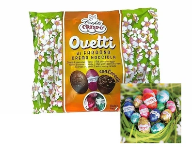 Яйця Шоколадні Великодні Confetti Crispo Ovetti di Faraona crema Nocciola Кріспо Оветті Пасхальні в фользі Асорті Пакет 30шт 850г