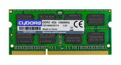 Оперативная память DDR3 1066 4Gb для ноутбука - PC3-8500 1.5v SoDIMM CYBORG CB1066D3S7/4 (776806)