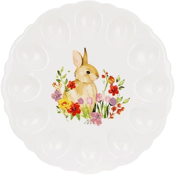 Тарелка-подставка на 12 яиц Bunny in Flowers 31cm