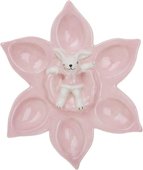 Тарелка-подставка на 6 яиц Bunny in Flower 22 cm pink
