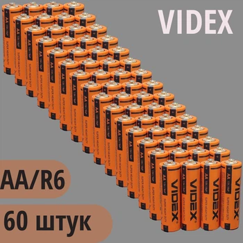 Батарейки R06 Videx - 60 штук, AA, пальчиковая
