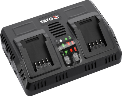 Зарядное устройство умное с охлаждением YATO для аккумуляторов Li-Ion 18 В 4.5 А 2 терминала от сети 230 B (YT-828501)