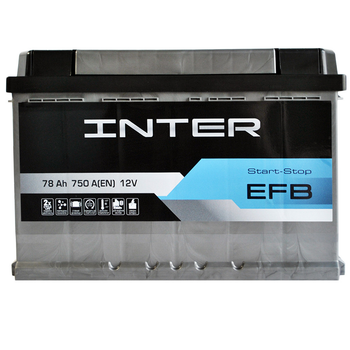 Аккумулятор автомобильный INTER EFB 78Ah 750A Start-stop R+ 4820219073642