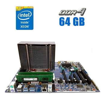 Комплект: Материнская плата HP Z440 / Intel Xeon E5-2643 v3 (6 (12) ядра по 3.4 - 3.7 GHz) / 64 GB DDR4 / Socket LGA 2011 v3 + кулер HP б/у