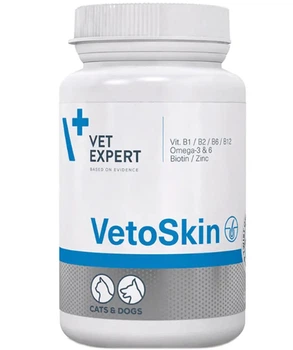 Витаминный комплекс VetExpert VetoSkin для поддержания здоровья кожи и качества шерсти у кошек и собак (огуречник, Омега-3, вит. В, биотин) N 90 капс. (58266)