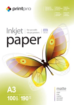 Фотопапір PrintPro матовий 190г/м2 A3 100л (PME190100A3)