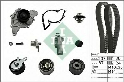 Комплект ременя ГРМ з помпою Ina Audi A4/VW Passat 2.5TDI 97-05 (CT1015) (530 0539 30)