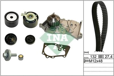 Комплект ременя ГРМ з помпою Ina Renault Kangoo 1.6 16V 01-, K4M (530 0640 30)