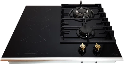 Комбінована газово-елекрична варильна панель Luxor GT 60 BL Turbo KUP Slider + подвійна електрична зона, черный