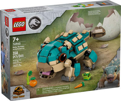 Zestaw klocków LEGO Jurassic World Mały ankylozaur Bumpy 358 elementów (76962)