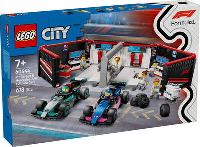 Конструктор LEGO City F1 Гараж і боліди Mercedes-AMG та Alpine 678 елементів (60444)