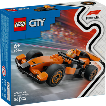 Zestaw klocków LEGO City F1 Kierowca i bolid McLaren 86 elementów (60442)