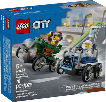 Zestaw klocków LEGO City Zestaw wyścigówek: Samolot kontra Łóżko szpitalne 70 elementów (60459)