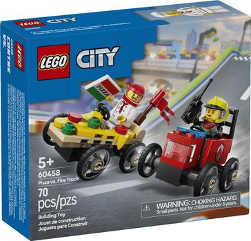 Конструктор LEGO City Перегони: Піца vs Пожежна машина 70 елементів (60458)