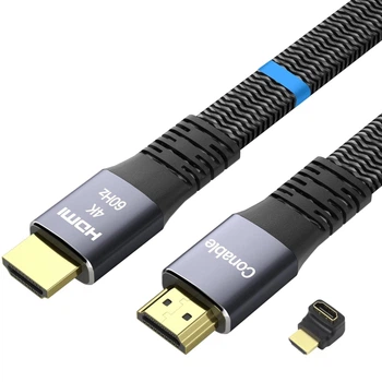 Кабель Conable HDMI 2.0 flat 4K@60Hz 18Gbps + адаптер UP Angle, 5м черный