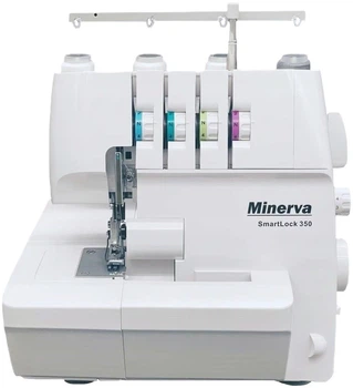 Оверлок MINERVA SmartLock 350, 91Вт, 13 оп., (4, 3, 2-х ниткові шви), білий