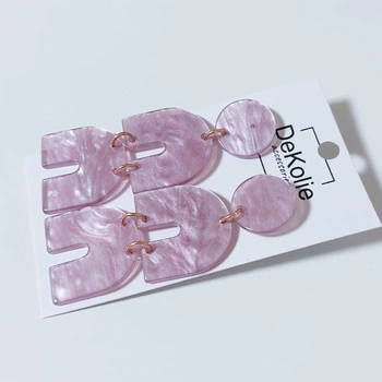 Серьги длинные из акрила DeKolie MK0861-3 фиолетовые