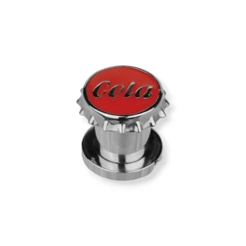 Тоннель-плаг медицинская сталь с надписью Cola на красном фоне с неровным контуром 10мм BFTC24