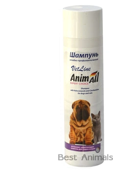 Шампунь для собак і котів AnimAll VetLine Анімал з хлоргексидином та кетоконазолом 250 мл (4820220811349)