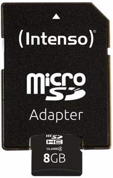 Карта памяти Intenso MicroSDHC 8GB Class 4 + SD Adapter (4034303010707)