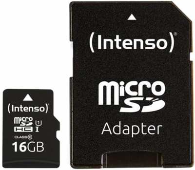 Карта памяти Intenso MicroSD 16GB Class 10 UHS-I + SD Adapter (4034303031580)