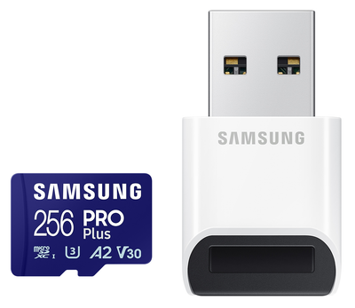 Карта памяти Samsung Pro Plus SDXC 256GB Class10 UHS-I U3 V30 + считыватель (MB-MD256SB/WW)