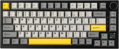 Клавиатура AJAZZ AK820 PRO Grey-Yellow Беспроводная Механическая 2.4G/Bluetooth/USB type-c RGB Подсветка С Поддержкой HOT-SWAP TNFT экранчик