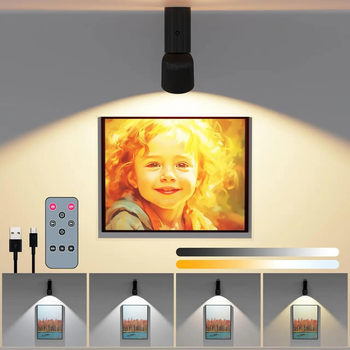 Настінне бездротове бра Coollamp,з акумулятором 6000 мАг,з регульованим фокусом, пультом на 3 режимами , чорний