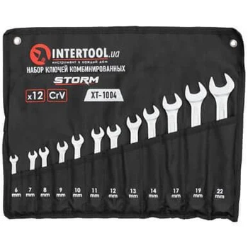 Набір ключів ріжково-накидних Intertool 6-22 мм 12 штук Cr-V сталь в нейлоновому чохлі Storm (000047331)
