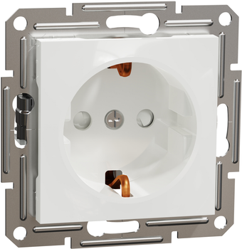 Розетка Schneider Electric Asfora с заземлением и шторками Белая без рамки (EPH2970221)