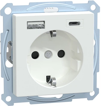 Розетка з USB А+С Schneider Electric Merten System M Активно-білий (MTN2367-0325)