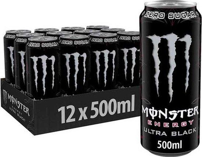Упаковка безалкогольного енергетичного напою Monster Energy Ultra Black 500 ml х 12 банок енергетик