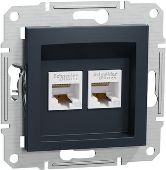 Розетка двойная компьютерная Schneider Electric Asfora RJ45 5 категория UTP Антрацит (EPH4400171)