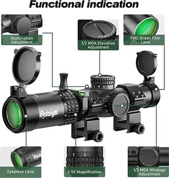 Оптичний приціл BESTSIGHT 1-5X24 з підсвіткою АК-74/АР15