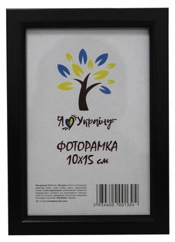 Фоторамка А6 10 х 15 см черная, СТЕКЛО + КАРТОН, багет пластиковый с прямоугольным сечением