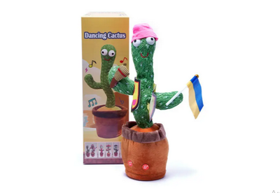 Танцующий поющий кактус с микрофоном Олег Патриот Dancing Cactus с подсветкой 32 см (Без цензуры) повторюшка