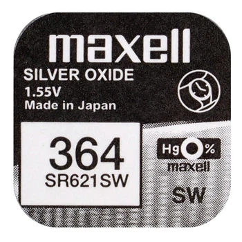 Батарейка для часов серебряно-цинковая Maxell 364 SR621SW G1 AG1 164 1.55V 1 шт. (3365)